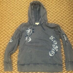 Lucky Brand Blue Floral Hoodie Sweater